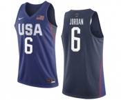 Men's Nike Team USA #6 DeAndre Jordan Authentic Navy Blue 2016 Olympics Basketball Jersey