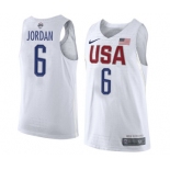 Men's Nike Team USA #6 DeAndre Jordan Swingman White 2016 Olympic Basketball Jersey