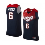 Men's Nike Team USA #6 Derrick Rose Swingman Navy Blue 2014 Dream Team Basketball Jersey