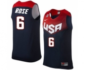 Men's Nike Team USA #6 Derrick Rose Swingman Navy Blue 2014 Dream Team Basketball Jersey