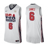 Men's Nike Team USA #6 LeBron James Swingman White 2012 Olympic Retro Basketball Jersey