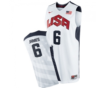 Men's Nike Team USA #6 LeBron James Swingman White 2012 Olympics Basketball Jersey