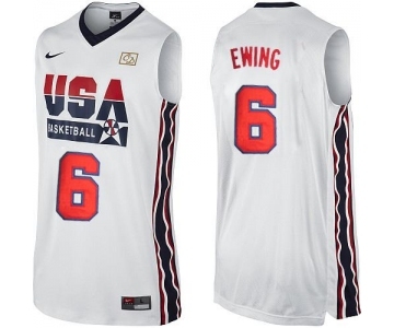 Men's Nike Team USA #6 Patrick Ewing Authentic White 2012 Olympic Retro Basketball Jersey