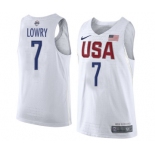 Men's Nike Team USA #7 Kyle Lowry Authentic White 2016 Olympic Basketball Jersey