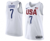 Men's Nike Team USA #7 Kyle Lowry Authentic White 2016 Olympic Basketball Jersey