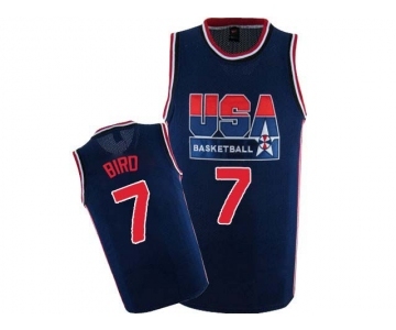 Men's Nike Team USA #7 Larry Bird Authentic Navy Blue 2012 Olympic Retro Basketball Jersey