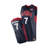 Men's Nike Team USA #7 Russell Westbrook Authentic Navy Blue 2012 Olympics Basketball Jersey