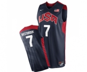 Men's Nike Team USA #7 Russell Westbrook Authentic Navy Blue 2012 Olympics Basketball Jersey