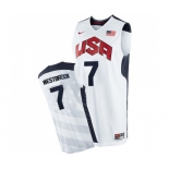 Men's Nike Team USA #7 Russell Westbrook Authentic White 2012 Olympics Basketball Jersey