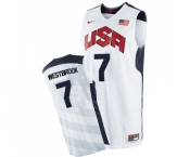 Men's Nike Team USA #7 Russell Westbrook Authentic White 2012 Olympics Basketball Jersey