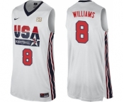 Men's Nike Team USA #8 Deron Williams Swingman White 2012 Olympic Retro Basketball Jersey