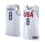 Men's Nike Team USA #8 Harrison Barnes Swingman White 2016 Olympic Basketball Jersey