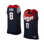 Men's Nike Team USA #8 Paul George Authentic Navy Blue 2014 Dream Team Basketball Jersey