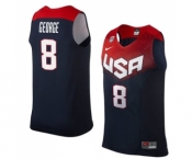 Men's Nike Team USA #8 Paul George Authentic Navy Blue 2014 Dream Team Basketball Jersey