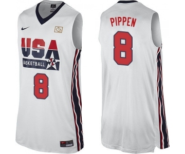 Men's Nike Team USA #8 Scottie Pippen Swingman White 2012 Olympic Retro Basketball Jersey