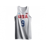 Men's Nike Team USA #9 DeMar DeRozan Authentic White 2016 Olympic Basketball Jersey