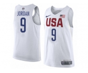 Men's Nike Team USA #9 Michael Jordan Authentic White 2016 Olympics Basketball Jersey