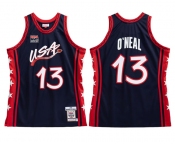 Men's USA Team #13 Shaq O'Neal Navy 1996-97 Stitched Basketball Jersey