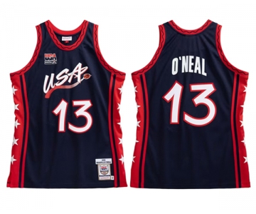 Men's USA Team #13 Shaq O'Neal Navy 1996-97 Stitched Basketball Jersey