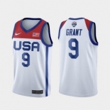 Men's USA Team #9 Jerami Grant Home White 2021 Tokyo Olympics Jersey