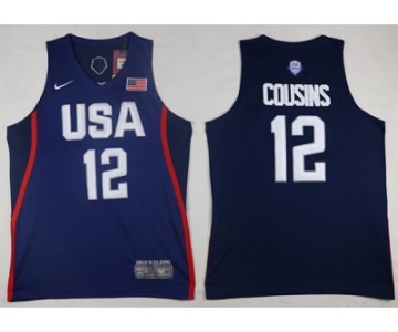 Nike Team USA #12 DeMarcus Cousins Navy Blue 2016 Dream Team Stitched NBA Jersey