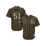 Florida Marlins #51 Ichiro Suzuki Green Salute to Service Stitched Baseball Jersey