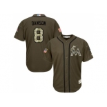 Florida Marlins #8 Andre Dawson Green Salute to Service Stitched Baseball Jersey