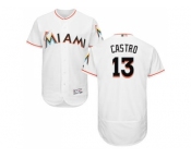 Men Miami Marlins #13 Starlin Castro White Flexbase Authentic Collection Stitched MLB Jersey