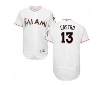 Men Miami Marlins #13 Starlin Castro White Flexbase Authentic Collection Stitched MLB Jersey