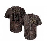 Men Miami Marlins #14 Martin Prado Camo Realtree Collection Cool Base Stitched MLB Jersey