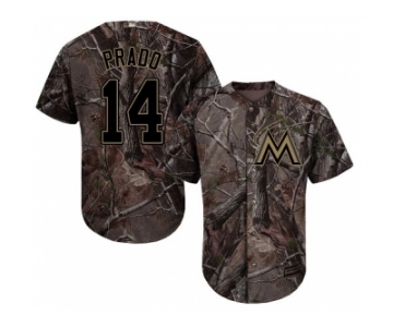 Men Miami Marlins #14 Martin Prado Camo Realtree Collection Cool Base Stitched MLB Jersey