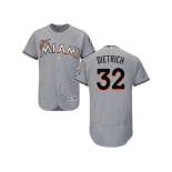 Men Miami Marlins #32 Derek Dietrich Grey Flexbase Authentic Collection Stitched Baseball Jersey