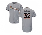 Men Miami Marlins #32 Derek Dietrich Grey Flexbase Authentic Collection Stitched Baseball Jersey