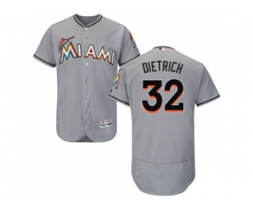 Men Miami Marlins #32 Derek Dietrich Grey Flexbase Authentic Collection Stitched Baseball Jersey