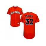 Men Miami Marlins #32 Derek Dietrich Orange Flexbase Authentic Collection Stitched Baseball Jersey