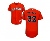 Men Miami Marlins #32 Derek Dietrich Orange Flexbase Authentic Collection Stitched Baseball Jersey