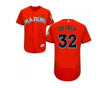 Men Miami Marlins #32 Derek Dietrich Orange Flexbase Authentic Collection Stitched Baseball Jersey