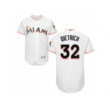 Men Miami Marlins #32 Derek Dietrich White Flexbase Authentic Collection Stitched Baseball Jersey