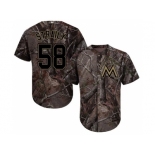 Men Miami Marlins #58 Dan Straily Camo Realtree Collection Cool Base Stitched MLB Jersey