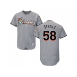 Men Miami Marlins #58 Dan Straily Grey Flexbase Authentic Collection Stitched Baseball Jersey