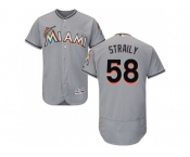 Men Miami Marlins #58 Dan Straily Grey Flexbase Authentic Collection Stitched Baseball Jersey