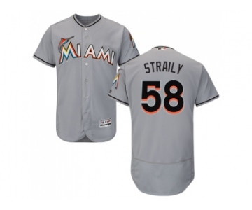 Men Miami Marlins #58 Dan Straily Grey Flexbase Authentic Collection Stitched Baseball Jersey