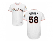 Men Miami Marlins #58 Dan Straily White Flexbase Authentic Collection Stitched Baseball Jersey