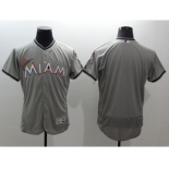 Men Miami Marlins Blank Majestic Gray Flexbase Authentic Collection MLB Jersey