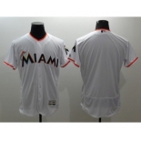 Men Miami Marlins Blank Majestic White Flexbase Authentic Collection MLB Jersey