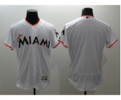 Men Miami Marlins Blank Majestic White Flexbase Authentic Collection MLB Jersey