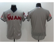 Men Miami Marlins Majestic Blank Gray 2016 Independence Day Stars & Stripes Flex Base Team Jersey