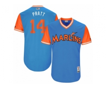 Men's 2017 Little League World Series Marlins #14 Martin Prado Pratt Blue Jersey