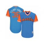 Men's 2017 Little League World Series Marlins #36 Edinson Volquez Steady Eddie Blue Jersey