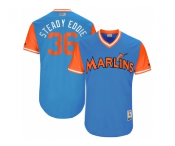 Men's 2017 Little League World Series Marlins #36 Edinson Volquez Steady Eddie Blue Jersey